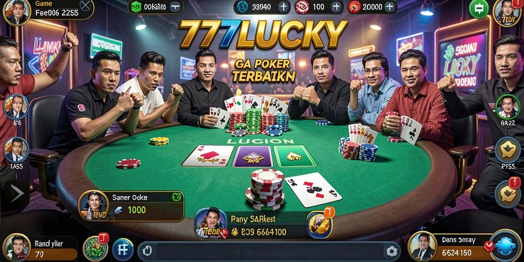 Tampilan gameplay Poker seru di 777LUCKY.