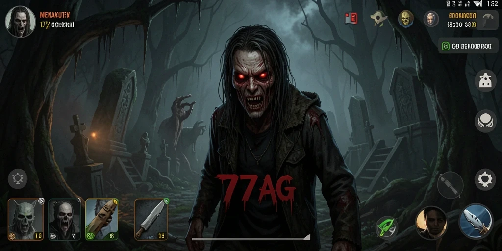 Gameplay menyeramkan dalam 77AG dengan suasana mencekam.