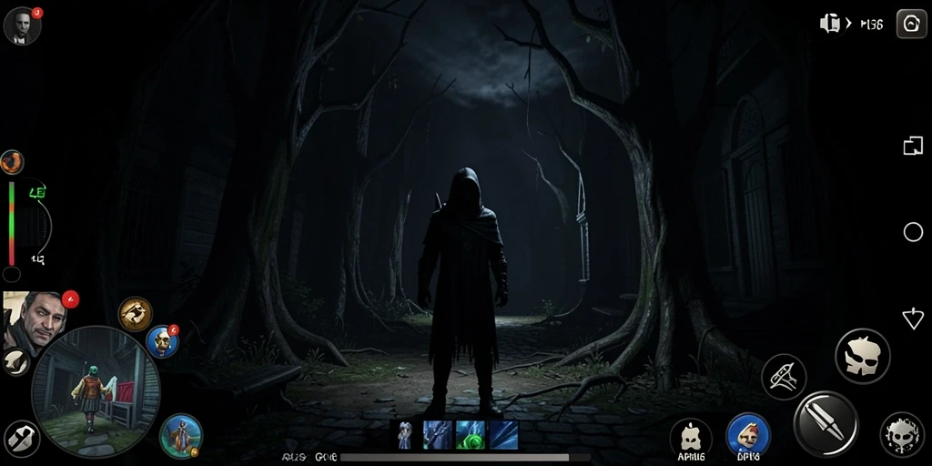 Tampilan gameplay menakutkan dari API36 dengan atmosfer kegelapan.