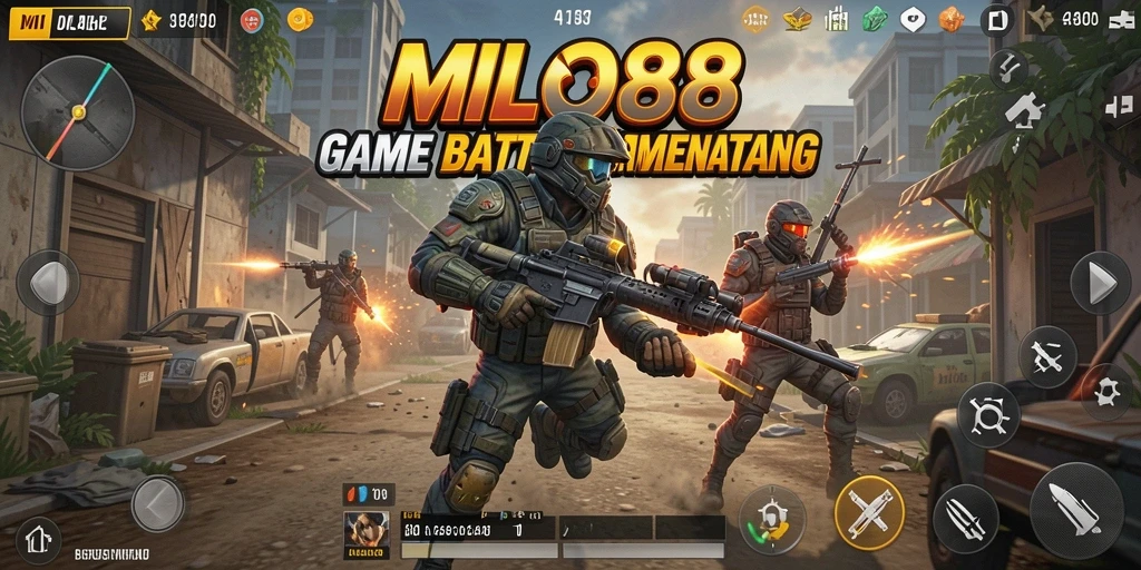 Screenshot utama MILO88 menampilkan aksi seru dalam gameplay Battle Royale.