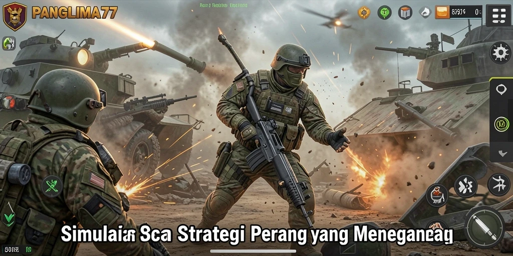 Screenshot gameplay <strong>PANGLIMA77</strong> menampilkan aksi pertempuran yang mendebarkan.