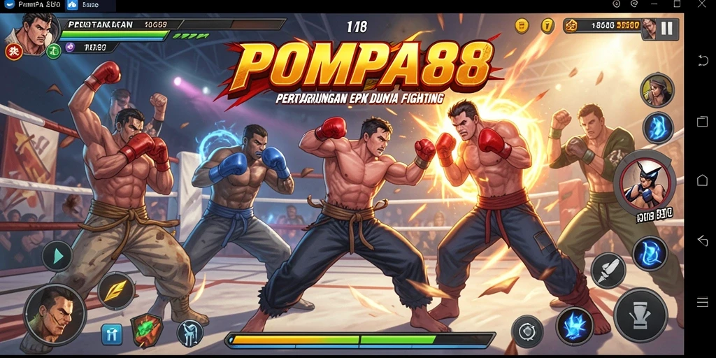 Tampilan seru dari pertarungan karakter di POMPA88.