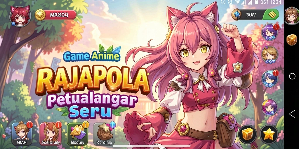 Tampilan gameplay RAJAPOLA yang mengesankan dengan karakter Anime.