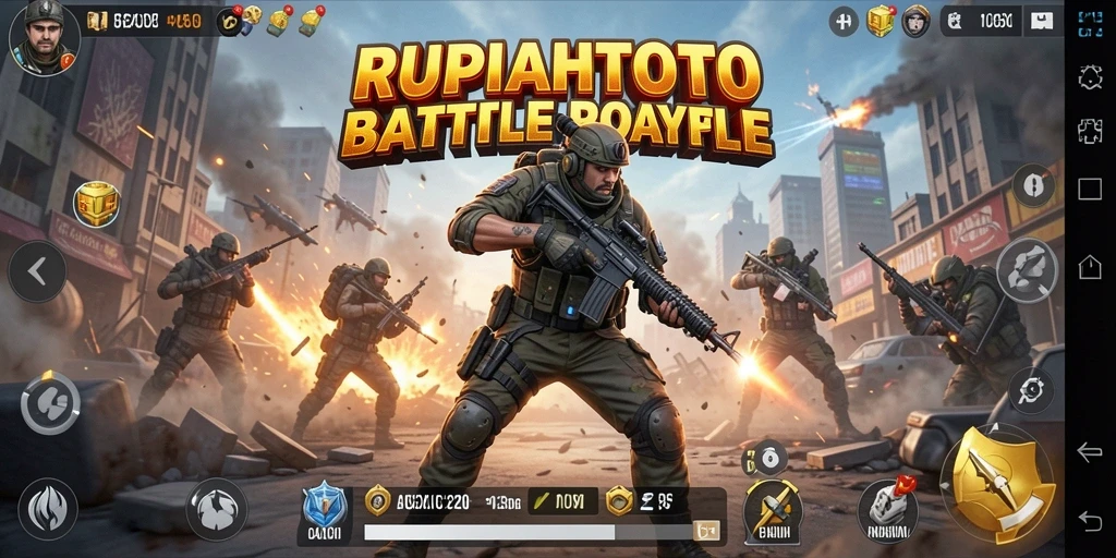 Screenshot gameplay RUPIAHTOTO yang menampilkan aksi seru Battle Royale.