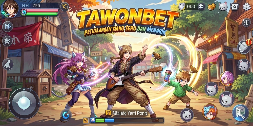 Screenshot gameplay TAWONBET menampilkan pertarungan karakter Anime yang seru.