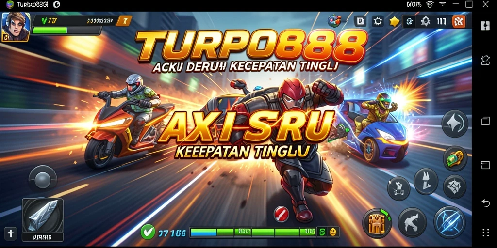Screenshot TURBO88 menunjukkan aksi seru dan kecepatan permainan.