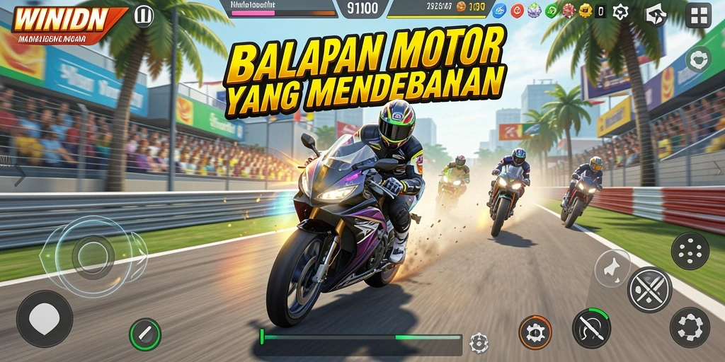 Tampilkan gameplay seru dari WINIDN dengan berbagai motor dan trek.