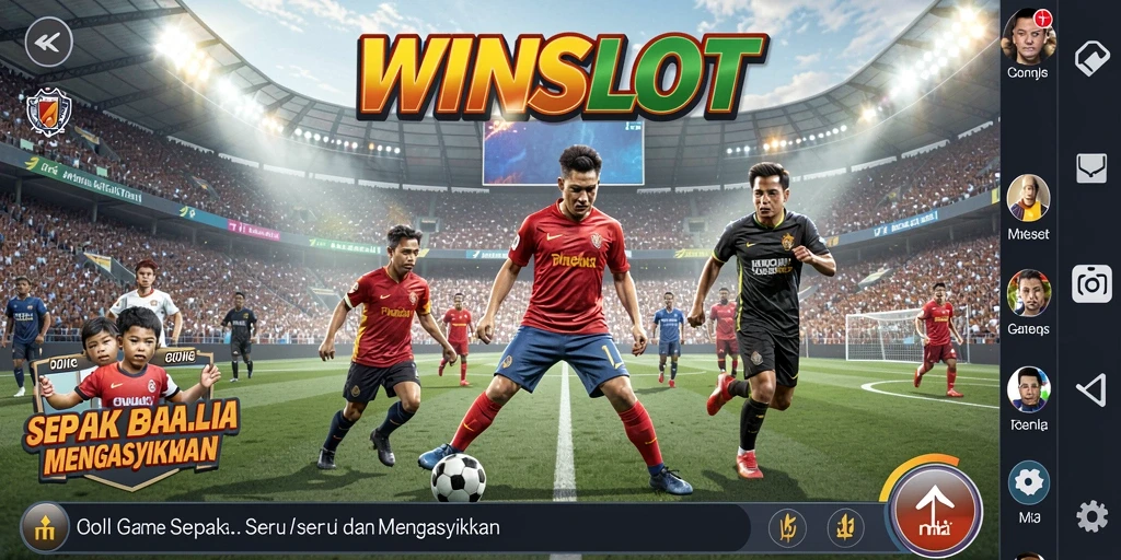Tangkapan layar gameplay WINSLOT yang menampilkan aksi sepak bola yang mendebarkan.